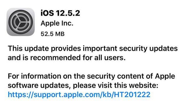 肃州苹果手机维修分享iOS12.5.2发布，建议所有老苹果用户安装 